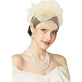 Clastere Fascinators Hats for Women - Kentucky Tulle Derby Tea Party Pillbox Hat for Cocktail Wedding Party with Hair Clip