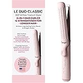 L'ANGE HAIR Le Duo Grande 360° Airflow Styler | 2-in-1 Curling Wand & Titanium Flat Iron Professional Hair Straightener and Curler with Cooling Air Vents to Lock in Style (Blush)