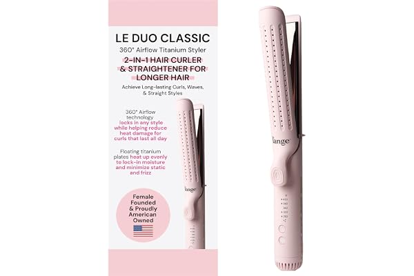 L'ANGE HAIR Le Duo Grande 360° Airflow Styler | 2-in-1 Curling Wand & Titanium Flat Iron Hair Straightener | Professional Hai