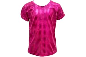 KKmeter Kids Girls Boys Shiny T-Shirt Short Sleeves Hip Hop Jazz Dance Performance Festival Party Loose Top Shirt Blouse