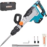 Berserker 1700W 25-Pound SDS-Max Demolition Jack Hammer 65H,14-Amp Corded | Inline Medium/Heavy duty Electric Concrete/Pavement Breaker with Variable Speed,Vibration Control,Carrying Case &amp; 2 Chisels