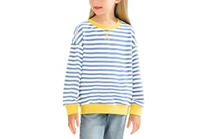 Cudtum Girls Striped Oversized Sweatshirt Kids Crewneck Long Sleeve Pullover Sweater 4-12 Years
