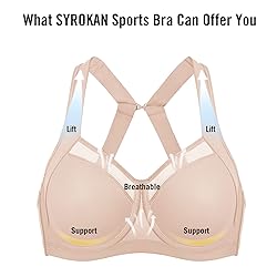 SYROKAN High Impact Sports Bras for Women No