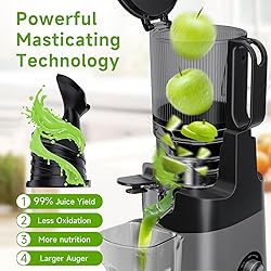 Cold Press Juicer, 5.3" Wide Feed Chute Juice