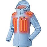 Venustas Women's Heated Jacket with Battery Pack, Waterproof & Windproof Electric Insulated Heated Coat With Detachable Hood