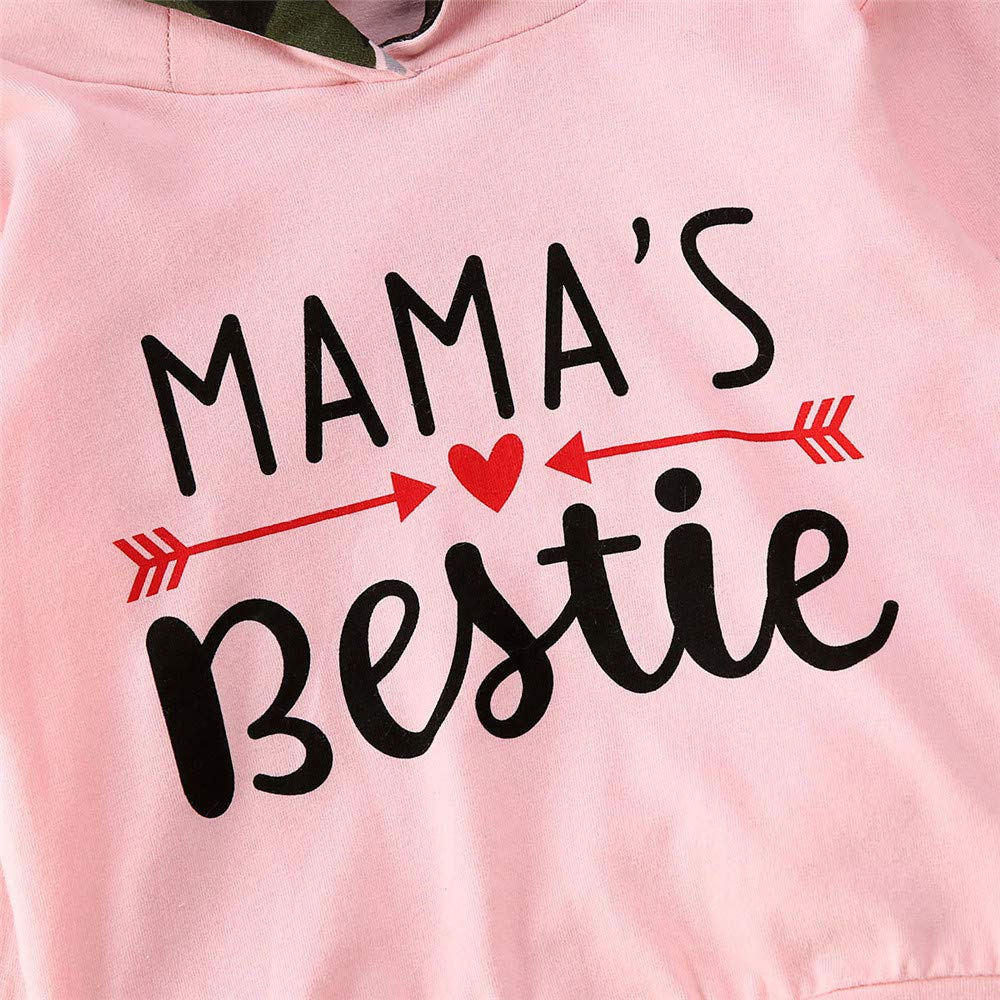 FYBITBO 2Pcs Baby Girls Fall Winter Clothes Mamas Bestie Hoodie Sweatshirt Tops & Camo Pants Outfits Clothing Sets