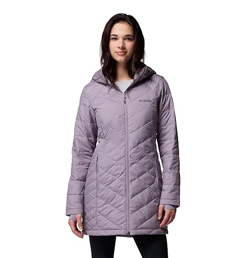 Columbia Womens Heavenly Long Hooded Puffer Jacket, Shale Purple, 2X