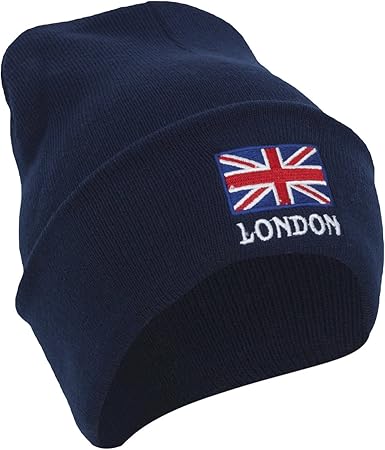 Gorro de punto con la bandera de Inglaterra y texto de London ...