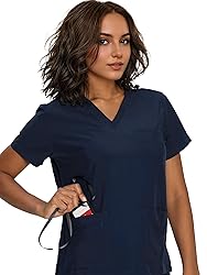 floralhue Scrub Tops for Women, Curved V-Neck Scrub