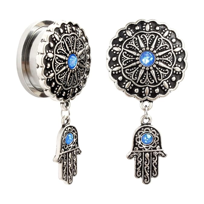 KUBOOZ neue Ankunft Edelstahl Ohr Plugs Fleisch Tunnel Piercing Schmuck Anhänger Hand baumeln Messgeräte