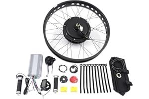 AOOCHU Electric Bike Conversion Kit, 48V 1500W 26" Rear Motor Wheel Ebike Fat Tire Bicycle Rear Hub Motor Conversion Snow Wheel Kit With Controller & Lcd Meter For 26-Inch Snow Bikes With 26*4.0 Tires