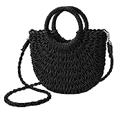 Womens Straw Beach Bag Woven Crossbody Shoulder Bags Top Handle Satchel Handbag Purse for Summer