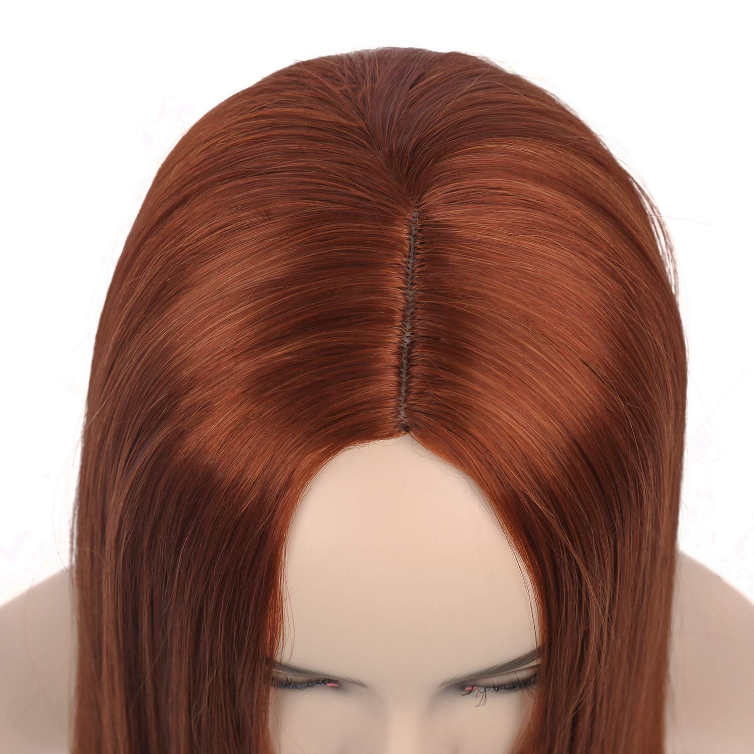 Sallcks Womens Long Straight Brown Wigs Natural Synthetic Full Wigs Cosplay Wigs with Wig Cap