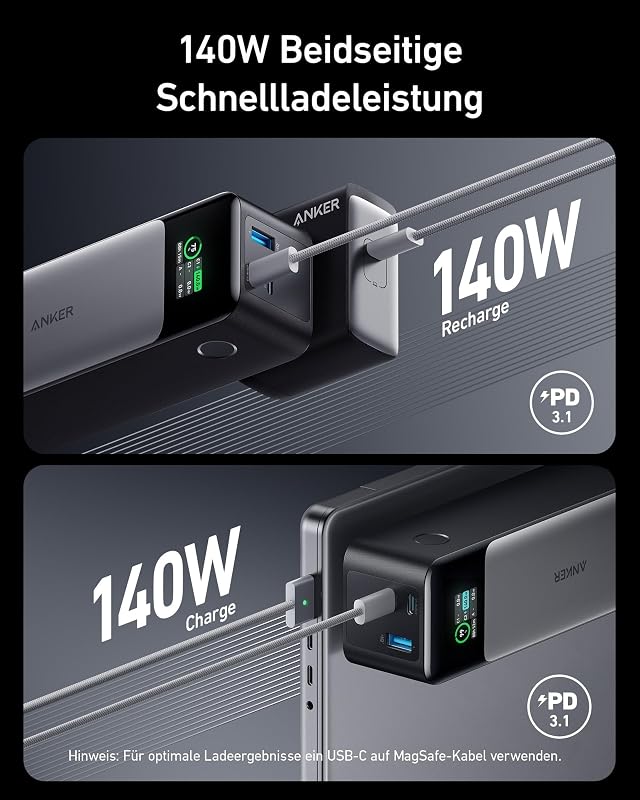 Prime Powerbank, 24000mAh 140W Max, Digitales Display, 3 Anschlüsse