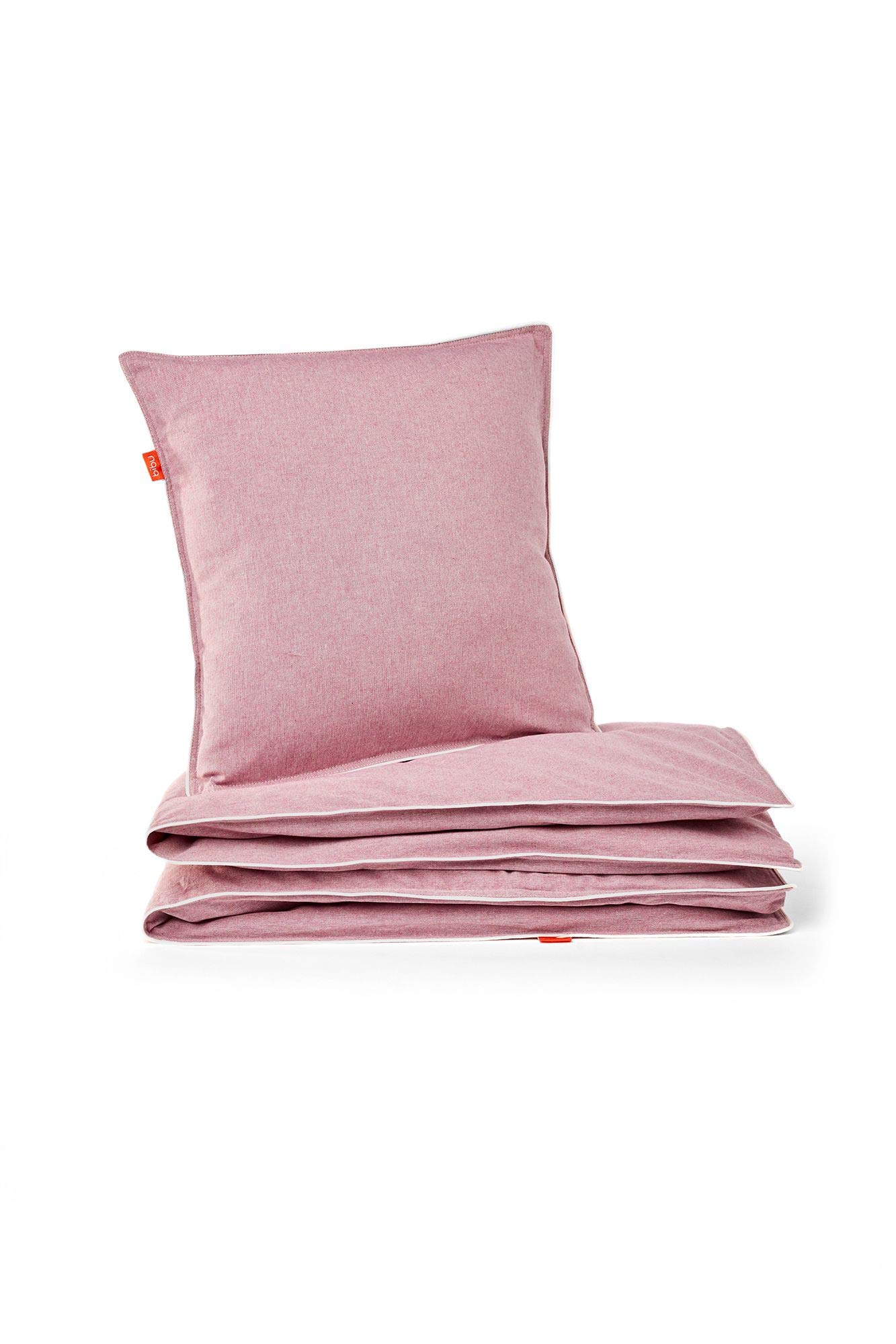 Bibu Duvet Pillow Cover, Recycled 50% Organic Cotton, Pink, Funda nórdica 150 x 220 cm/Funda almohada 60 x 60 cm