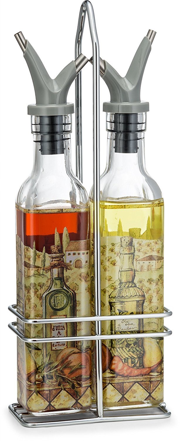 Gourmia GVD9990 Oil and Vinegar Dispenser Set Elegant Square Design