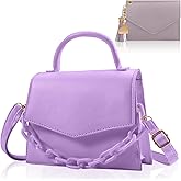 Small Crossbody Bags for Women Girls Trendy Top Handle Satchel Purses with Detachable Acrylic Chain
