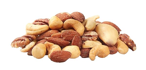 AMAZON BRAND – HAPPY BELLY DELUXE MIXED NUTS, ROASTED AND SALTED, 16 OUNCE