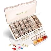 Weekly Pill Organizer 3x a Day - 7 Day Pill Box with 21 Compartments (Morning/Noon/Night), BPA-Free Daily Pill Case, Portable Medicine Organizer for Vitamins, Supplements & Medication【Upgrade】 (Brown)