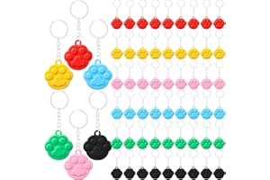 Weecent 72 Pcs Paw Print Keychain Paw Print Party Favors Dog Cat Party Favors Supplies for Pets Puppy Dog Pals Birthday Decorations, 6 Colors