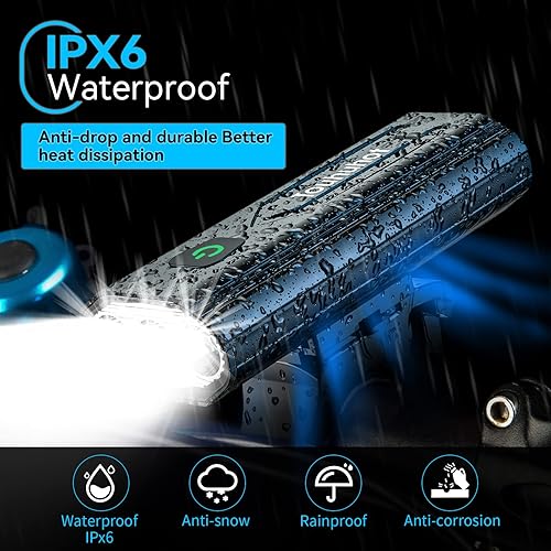 2022 Newest 8000 Lumens Super Bright 3LED Bike Lights Front and Back,Powerful USB Rechargeable Bicycle Headlight-9 Modes Runtime 15+ Hours,Waterproof 2022 Newest 8000 Lumens Super Bright 3LED Bike Lights Front and