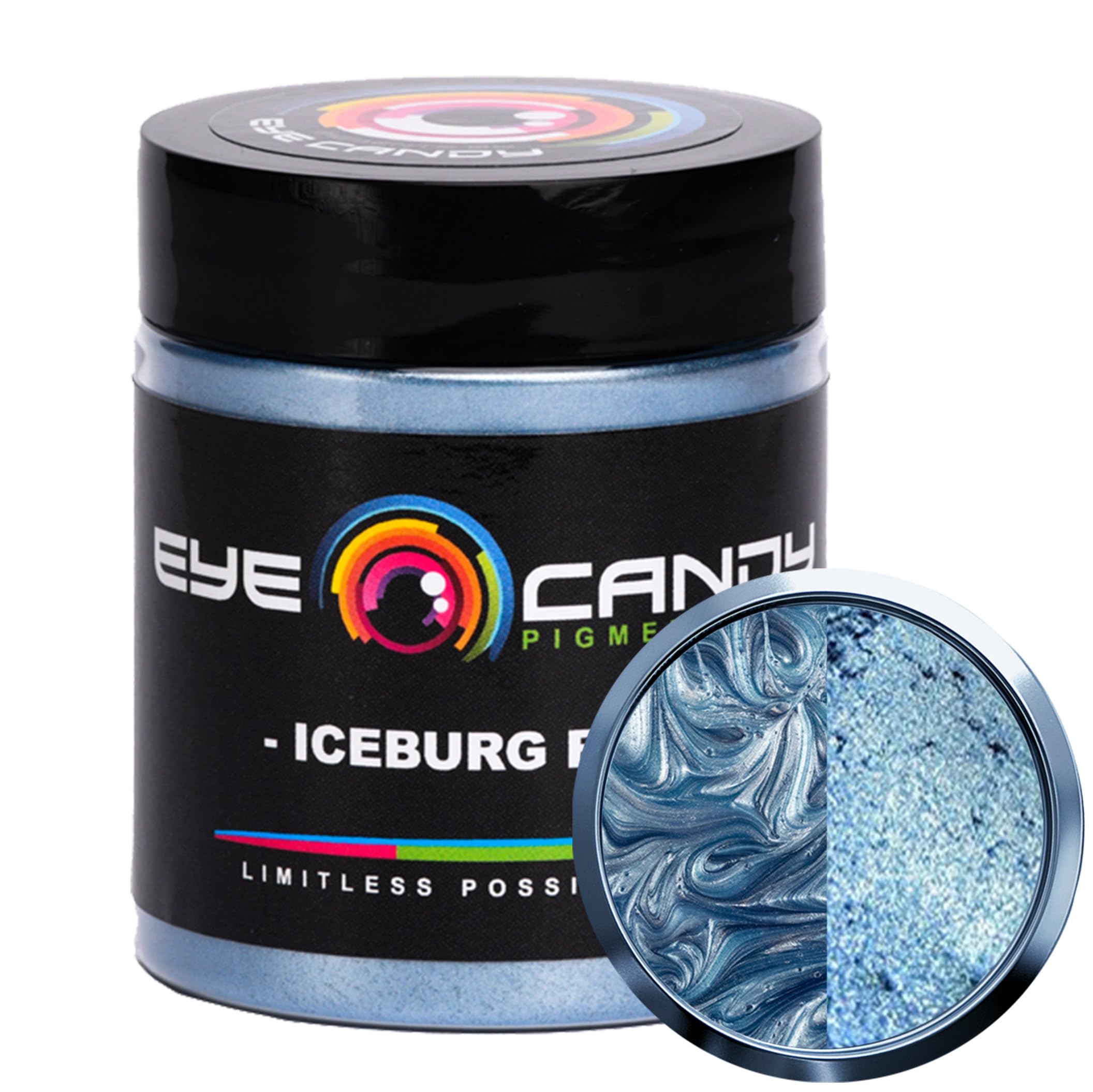 Eye Candy Premium Mica Powder Pigment “Iceburg Blue” (25g) Multipurpose DIY Arts and Crafts Additive | Woodworking, Epoxy, Resin, Natural Bath Bombs, Paint, Soap, Nail Polish (Iceburg Blue, 25G)