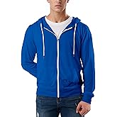 Ohoo Mens Lightweight Soft Fleece Lined Zip Up Hoodie with Pockets Long Sleeve Super Thin Slim Fit Hooded Sweatshirt
