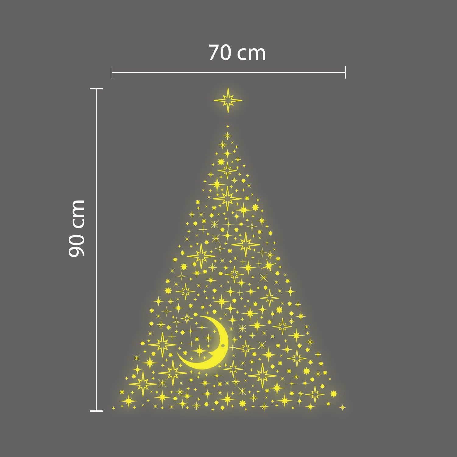 Walplus 120 x 90 cm "Moon & Stars Glow in the Dark Tree" Removable Christmas Wall Stickers Murals Nursery Office Home Decoration - Image 5