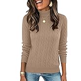 LOMON Women's Casual Turtleneck Sweaters Cable Knit Fall Long Sleeve Slim Fit Pullover Tops