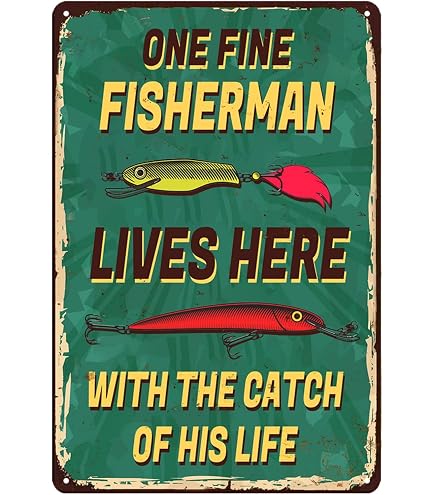 Amazon.com: Fisherman With the Catch of His Life Embossed Metal