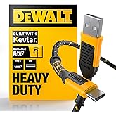DEWALT Heavy Duty USB to USB C Cable, Jobsite Type C Cable, High Speed USBA to Type-C, Fast Charge USBC Fast Charging Cord for iPhone 16/15 Pro Max, MacBook, iPad, Samsung Galaxy, 6ft (USB2.0, Black)