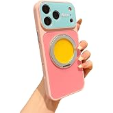 Caseative for iPhone 17 Pro Case, Pink | Contrast Dopamine Jelly Color Ring Bracket Camera Lens Protection Compatible with MagSafe