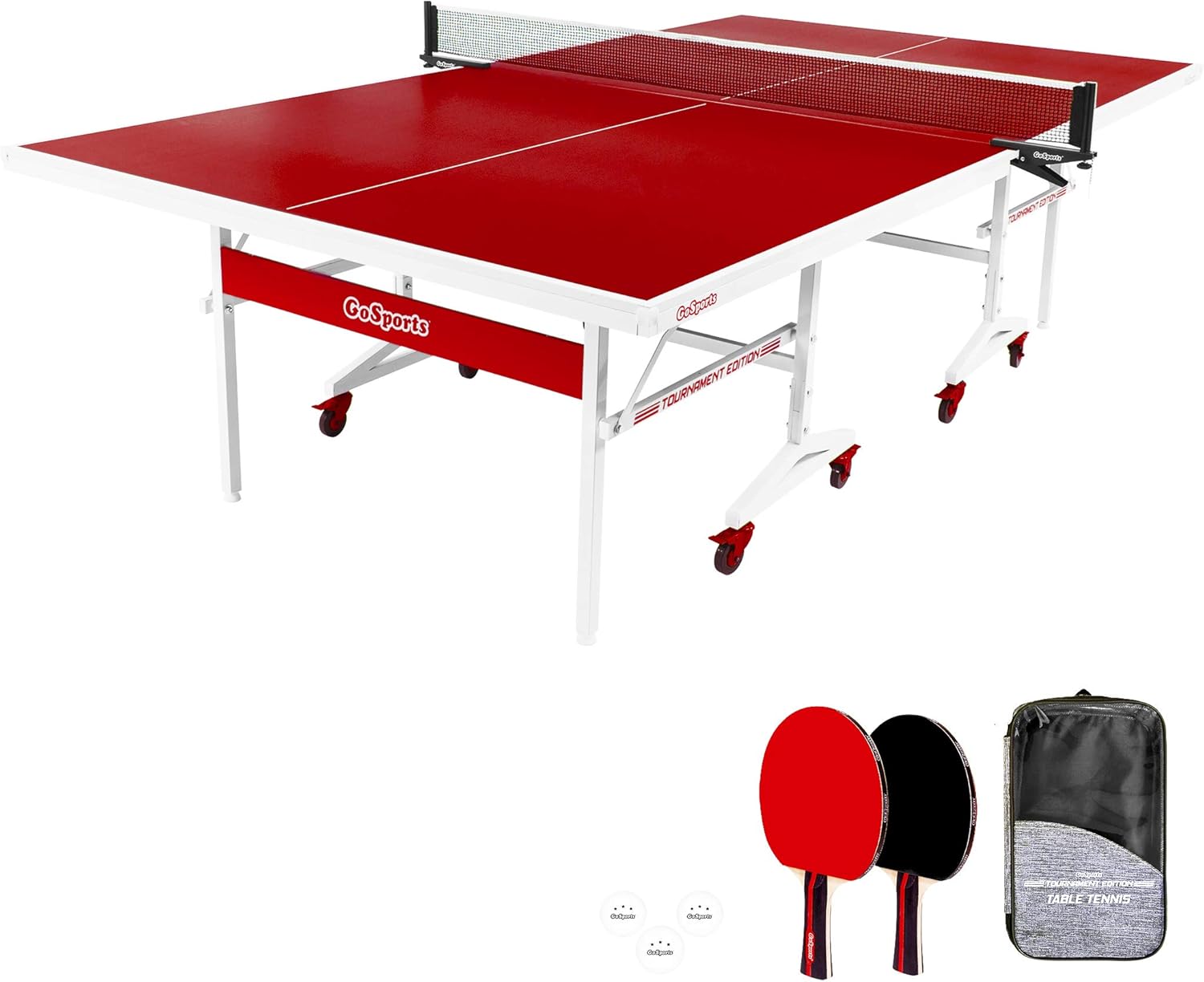 GoSports Indoor Tournament Table Tennis Set - Includes Full Size Tournament Table with Net, 2 Paddles, and 3 Balls with Carrying Case: Sports & Outdoors