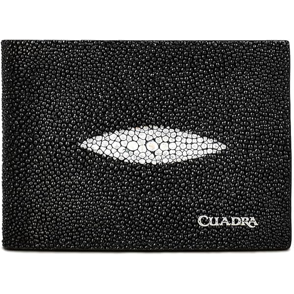 Genuine Stingray Bifold Leather Wallet (6 Card Slots, Black) at