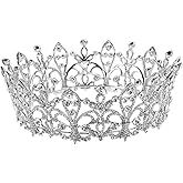 Bridal Rhinestone Crown Tiara Princess Full Round Crystal Crown Wedding Headpiece for Brides