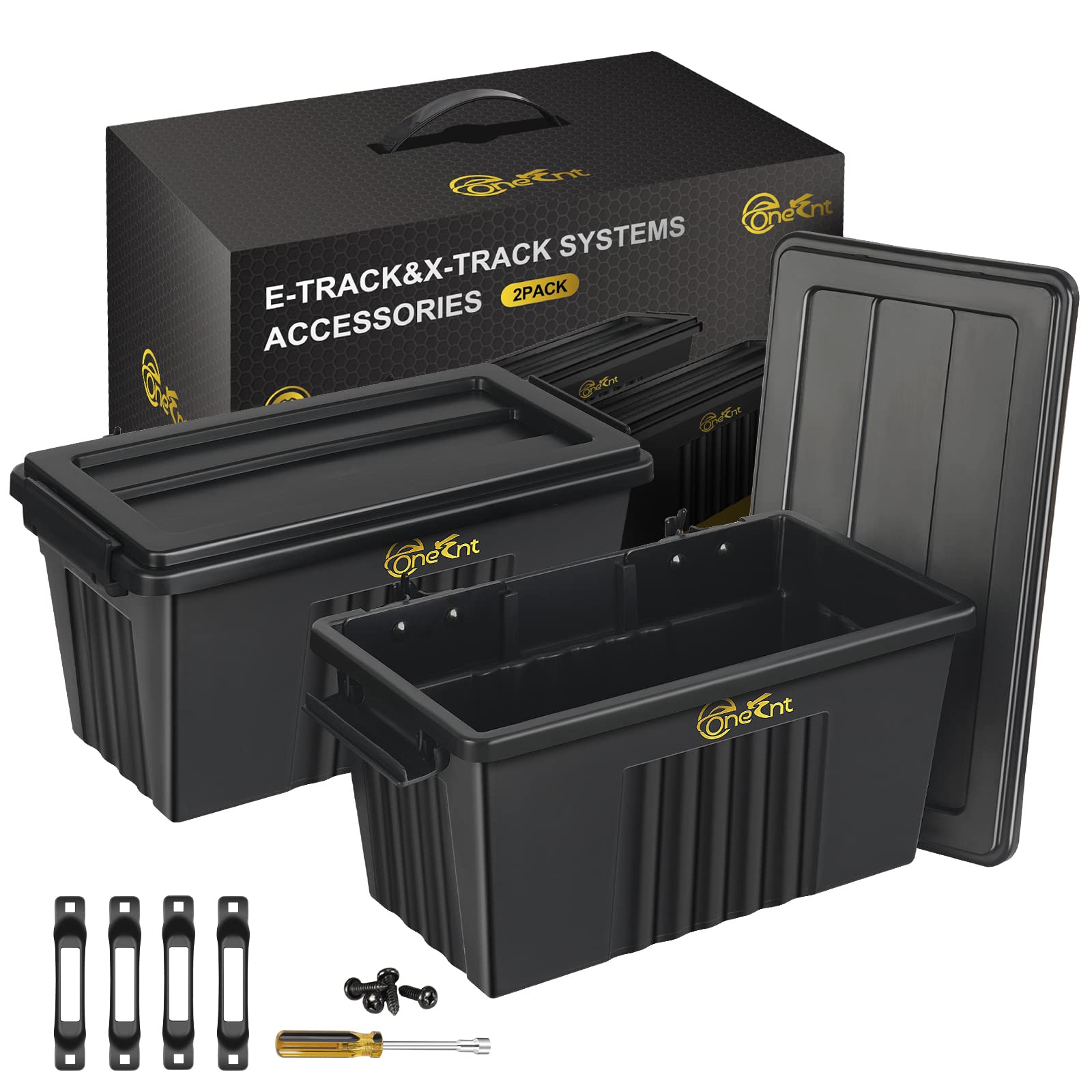 Photo 1 of 2 Pack E-Track Basket| E Track Box Storage Bin for E-Track Accessories for Enclosed Trailer -Etrack System for Tool Organizer | E track Hanging Basket for Workshop, & Garage -Storage e Track Organizer