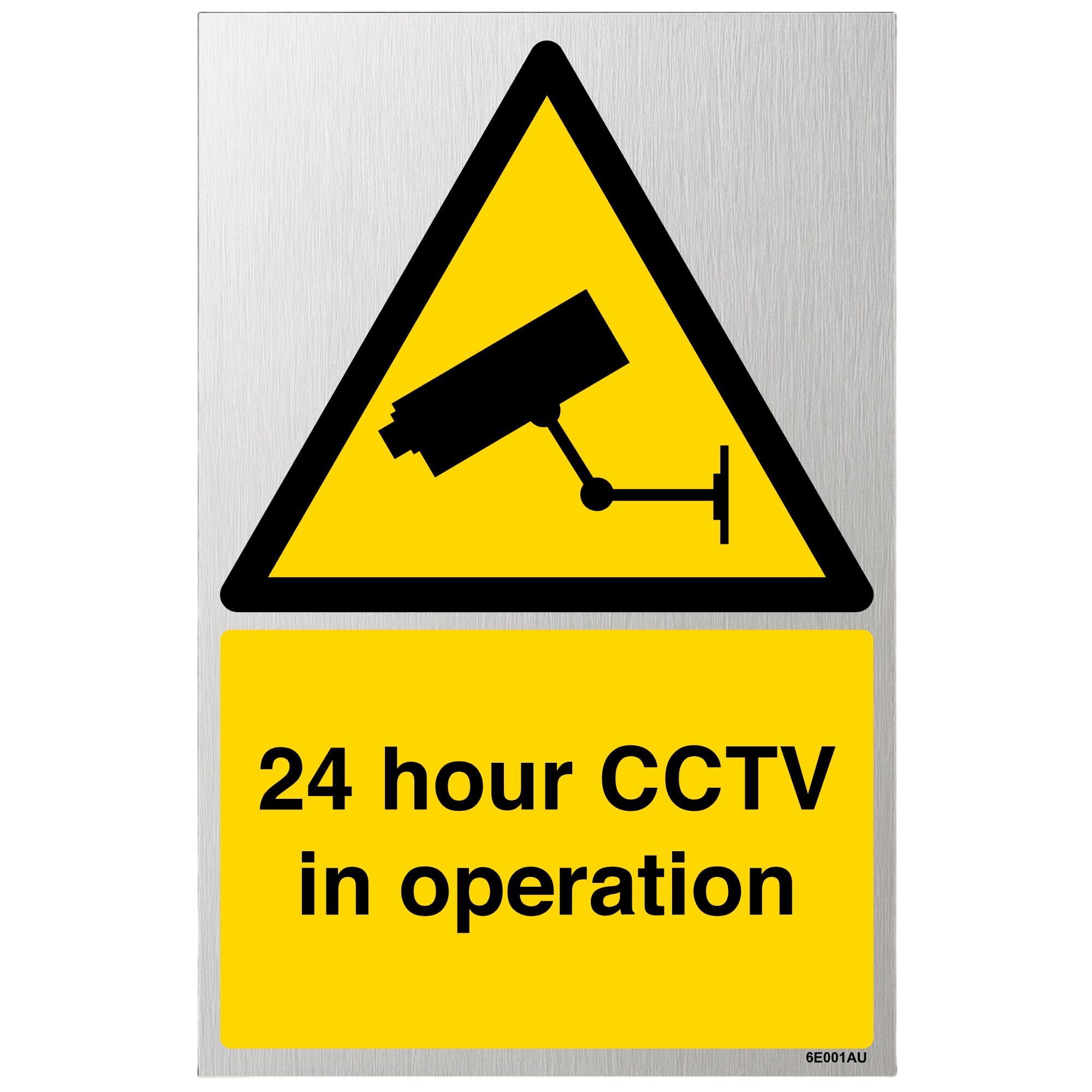 V Safety 24 Hour CCTV In Operation Sign - 200mm x 300mm - 3mm Brushed Alu Comp — image 1