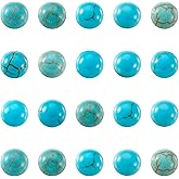 FASHEWELRY 100Pcs Natural Turquoise Cabochons Flat Back Gemstone Cabochons 6mm Half Round Stone Dome Covers for Jewelry Making