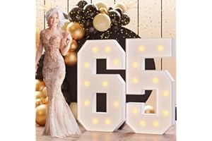Bugame Light Up Numbers 4FT, Number 65 Light Up Sign Marquee Numbers 4 Feet Tall, Large 65 Marquee Number for 65th Birthday Party Decorations Mosaic Número
