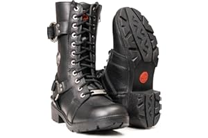 Milwaukee Leather Women’s Leather Harness Biker Boots - Classic Motorcycle Riding Style