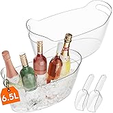 Lifewit 6.5L Plastic Ice Bucket for Parties with Handle &amp; Scoop, 2 Pcs | Thickened Drop-Resistant Beverage Tub for Champagne, Wine, Beer, Juice, Drink Cooler for Mimosa &amp; Soda Bar, Table Chiller