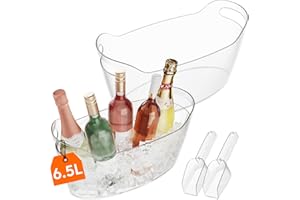 Lifewit 6.5L Ice Bucket for Parties 2 Pcs (in 1 Package), Portable Drink Bucket for Cocktail Bar, Plastic Champagne Cooler for Beverage/Wine/Beer, Mimosa Bar Supplies Chiller Tub with Scoop