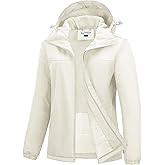 33,000ft Women's Fleece Lined Rain Jackets Waterproof Lightweight Warm Raincoats for Hiking Travel Skiing Windbreaker