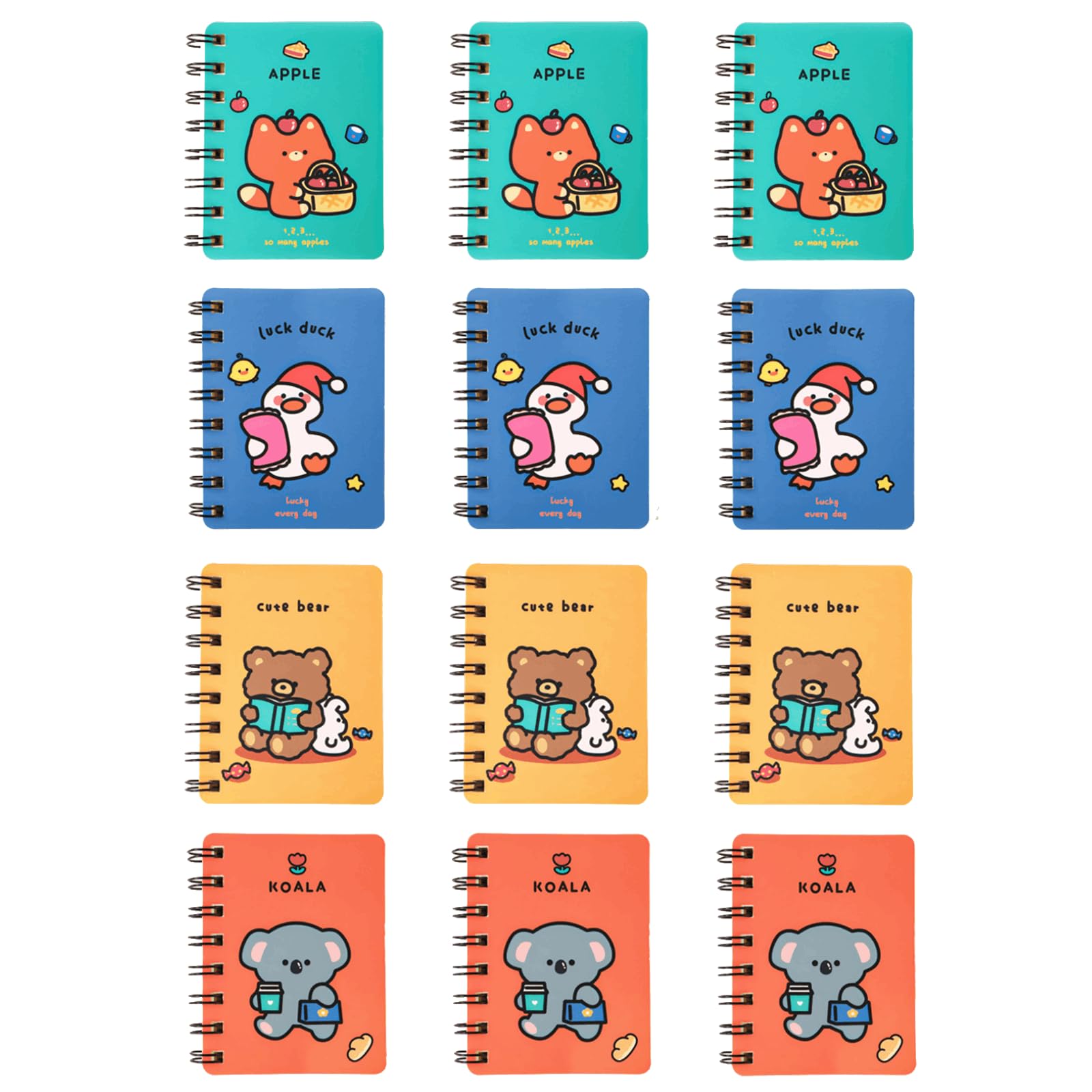 80 Sheets Paper Extra Thick Mini Animal Notebooks for Boys & Girls Party Bags, 12 Pcs Unisex A7 Pocket Size Notebook, Cute Stationery Gifts for Party Bag Fillers, Cartoon Notepads for Kids