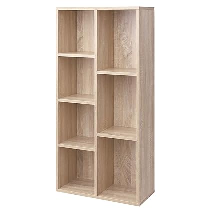 Vasagle Wooden 7 Grid Bookcase File Organiser And Floor Standing