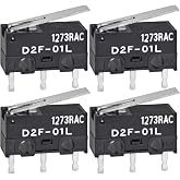 D2F-01L Microswitch (Pack of 4) - SPDT 100mA 30Vdc Snap-Action PC Mount Lever Switch, Original Limit Switches