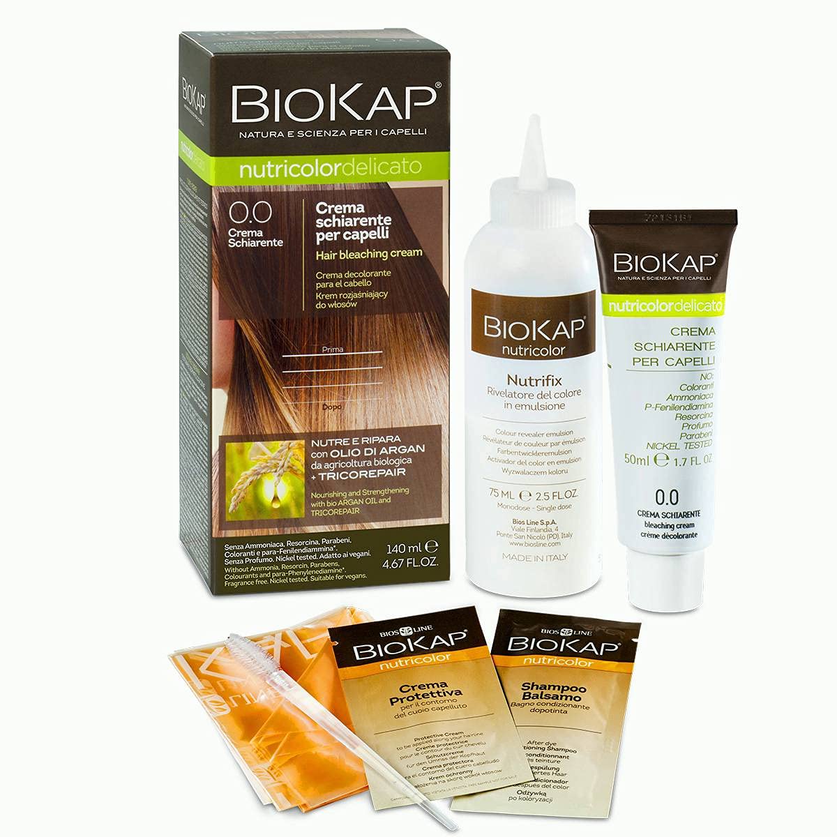 BIOKAP Natural Whitening Cream for Hair 0.0 - Bleaching - Gentle Hair Lightening up to 2 Shades | Nourishes & Repairs | Organic Argan Oil - TricoREPAIR Complex | Minimum 80% Natural Ingredients
