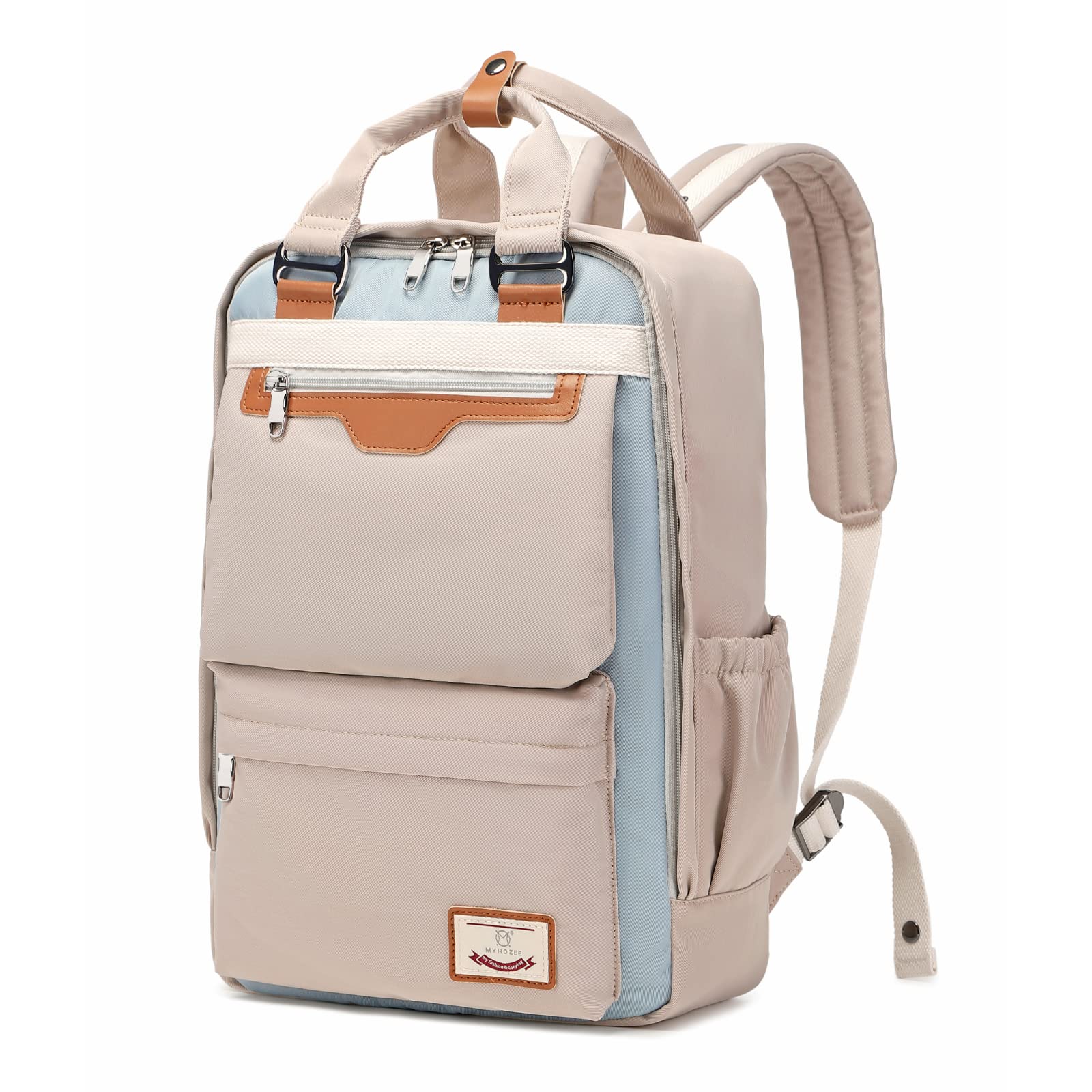 Myhozee Womens School Backpack, Casual Rucksack Handbag School Bag for Teenager Girls, Water-Resistant Laptop Backpacks 15.6 inch Daypack for Mens Ladies Travel/ Work/ College,Grey