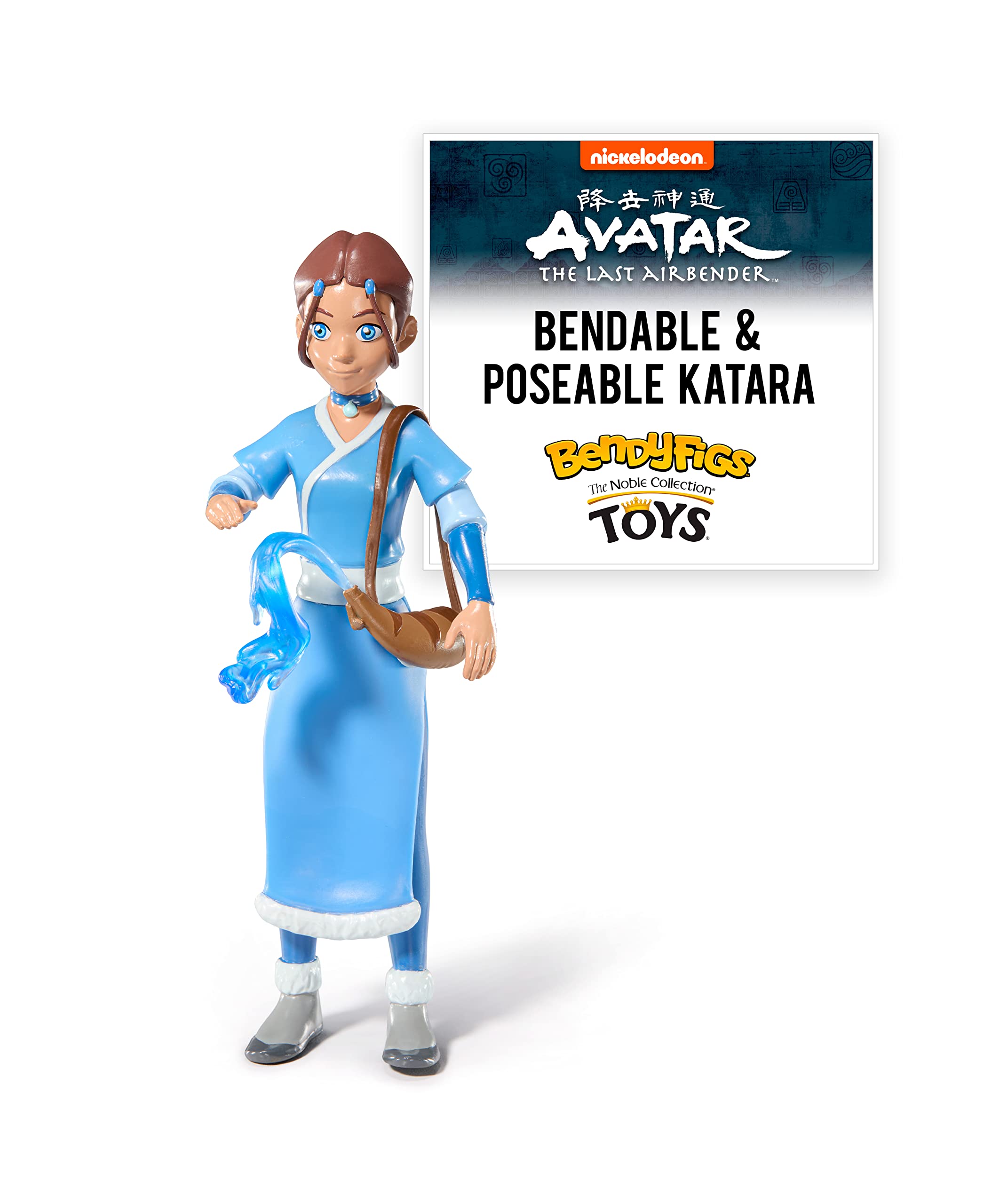 BendyFigs The Noble Collection Avatar Katara - Noble Toys 18cm Bendable Posable Collectible Doll Figure With Stand and Mini Accessory
