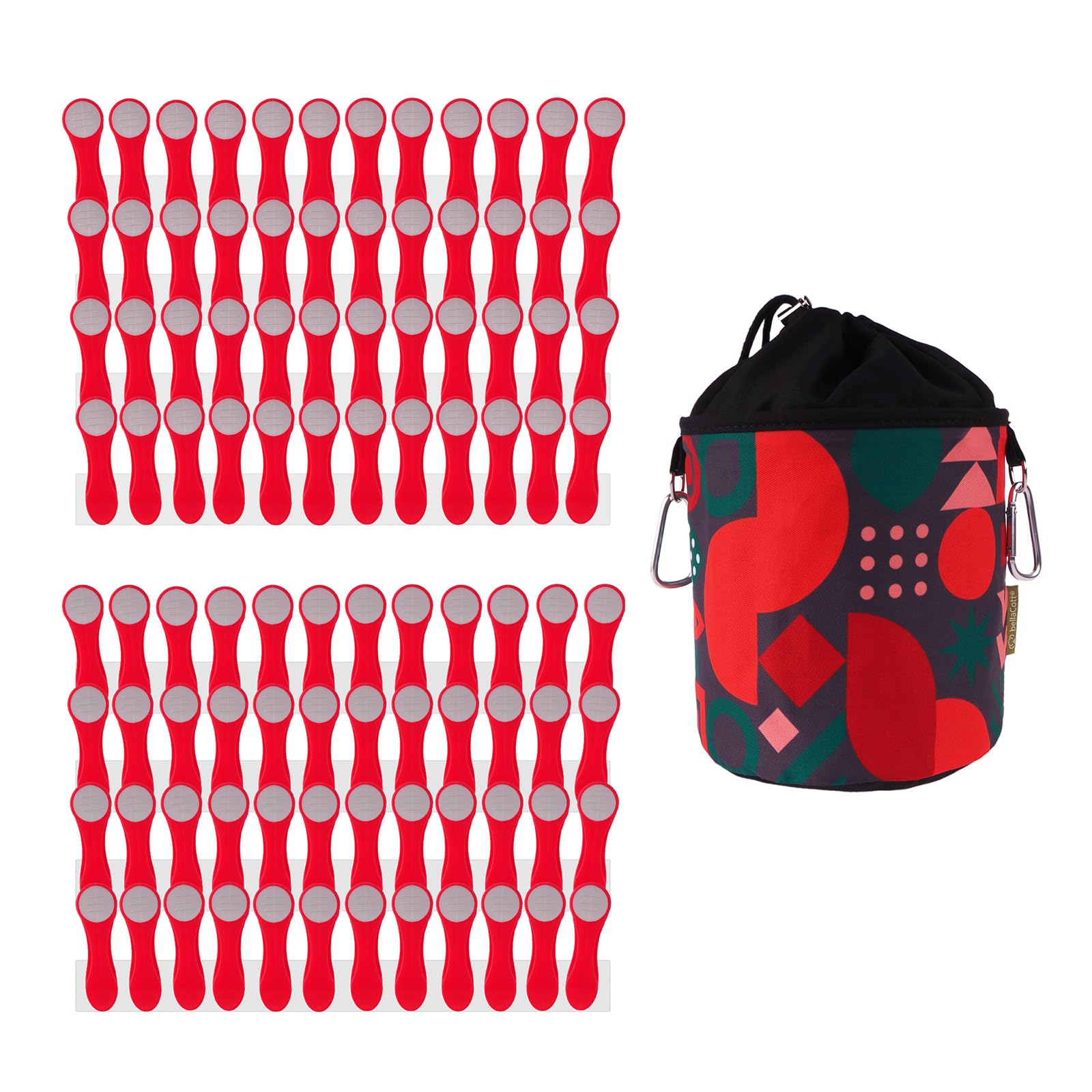 96 Clothes Pegs Laundry Clips with Stainless Steel Compression Springs and Soft Grip Red Grey 1 bellaCott Clothes Peg Bag Retro Red